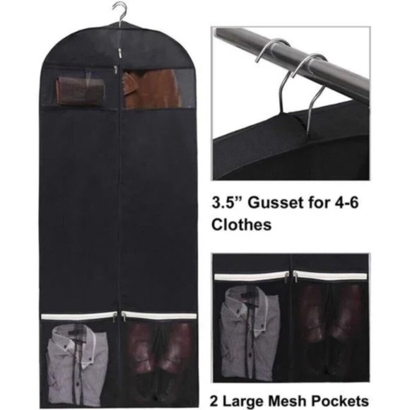 54" Trifold Dress Garment Bags for Travel Gusseted Suit Cover with 2 Large Mesh - Picture 2 of 8